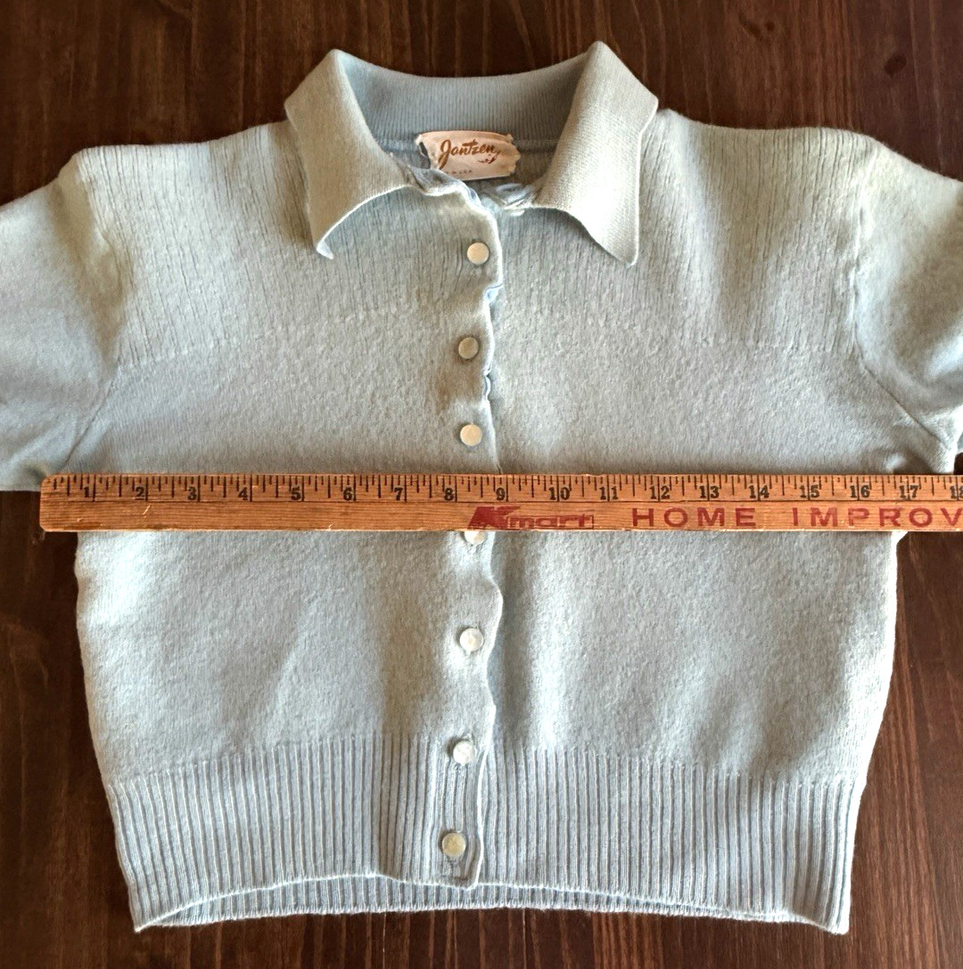 Vintage 1950s Jantzen Knit Collared Knit Sweater Top Made in USA Womens S