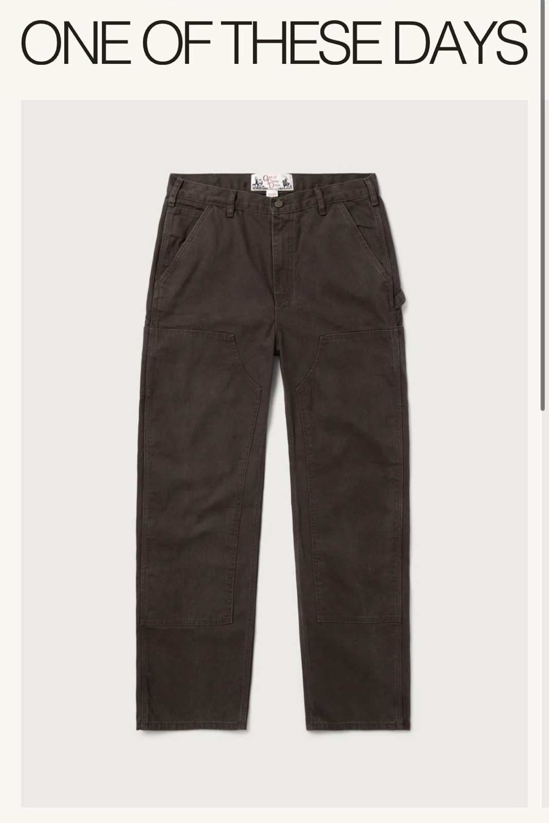 One of These Days Men’s Brown Twill Workwear Pants Straight Fit Hammer Loop
