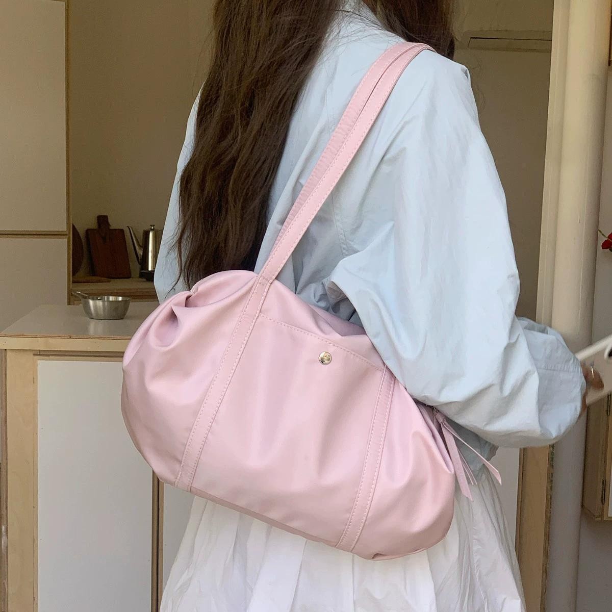 Korean Style Nylon Polka Dot Tote Bag Lightweight Women Casual Shoulder Handbag
