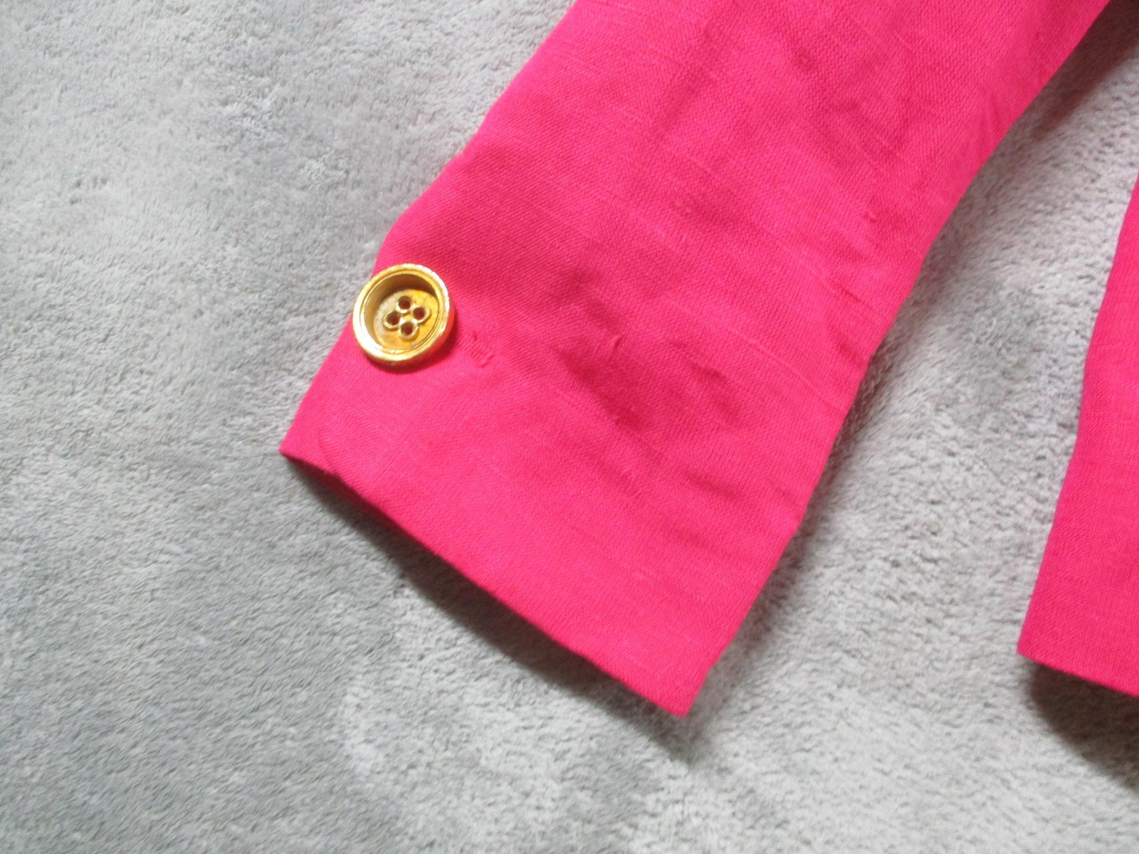 Harvé Benard Blazer Womens 4 Pink Linen Blend One Button Lined Tailored Jacket