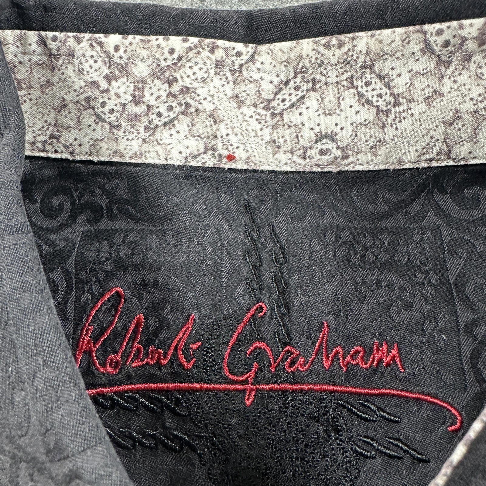 Robert Graham Shirt Mens Large Black Long Sleeve Button Down Tonal Jacquard