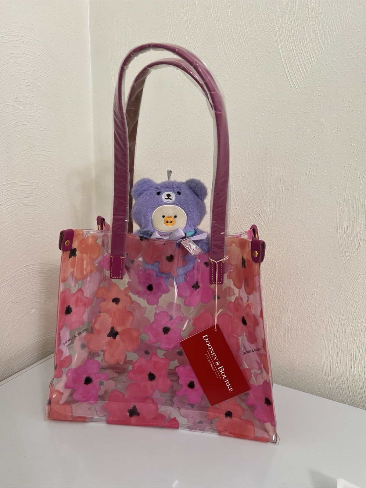 DOONEY & BOURKE MEDIUM SHOPPER TOTE HANDBAG PVC CLEAR Transparent Bloom Floral