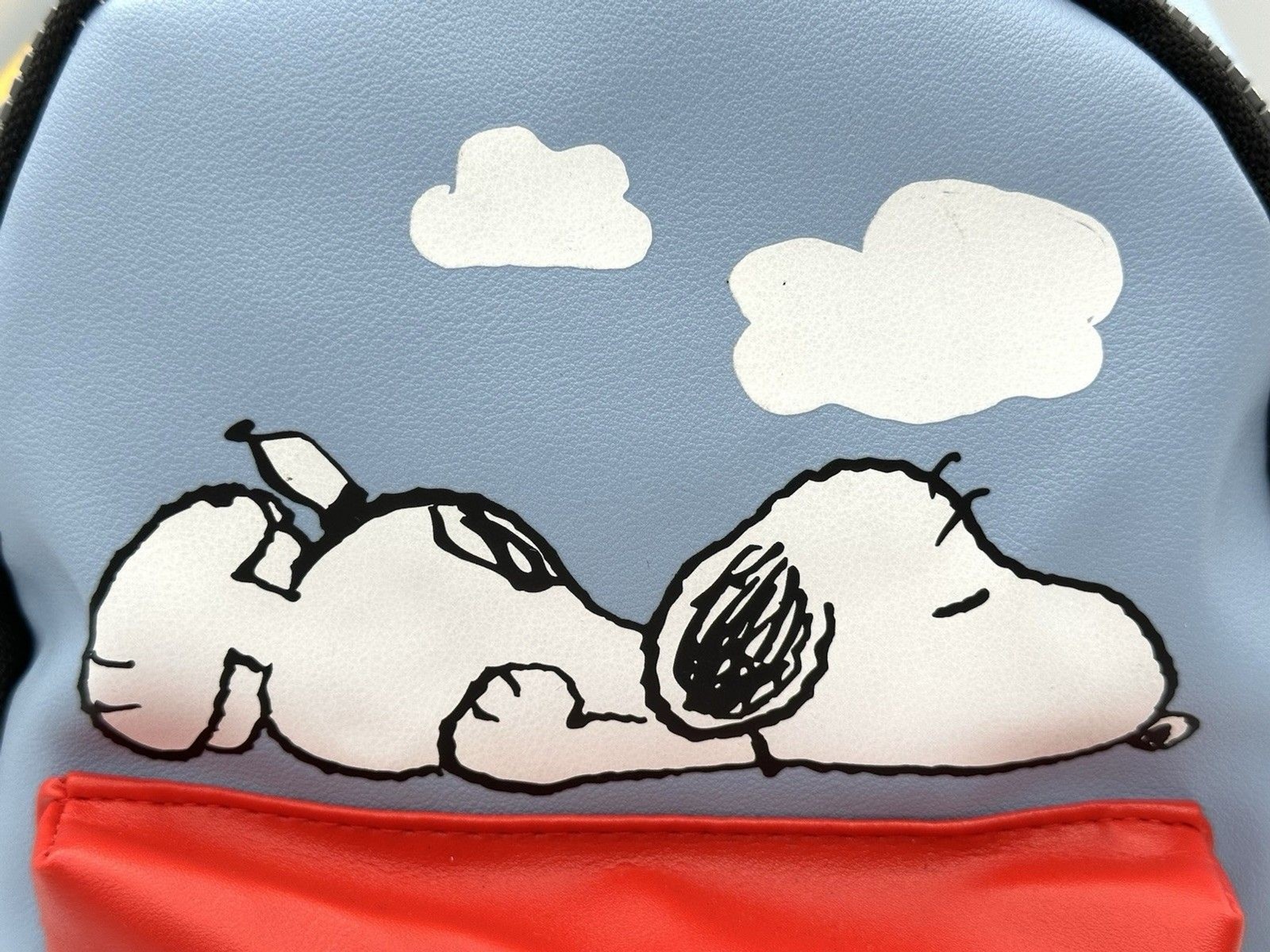 NWT Peanuts Snoopy Sleeping Faux Leather Blue Mini Backpack Purse Bag Diaper Bag