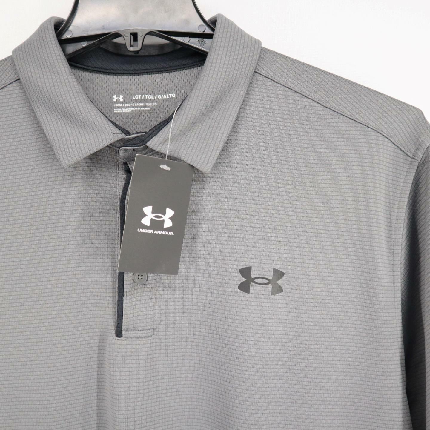 NWT Under Armour Golf Loose Fit Athletic Tech Polo Shirt Mens Gray Short Sleeve