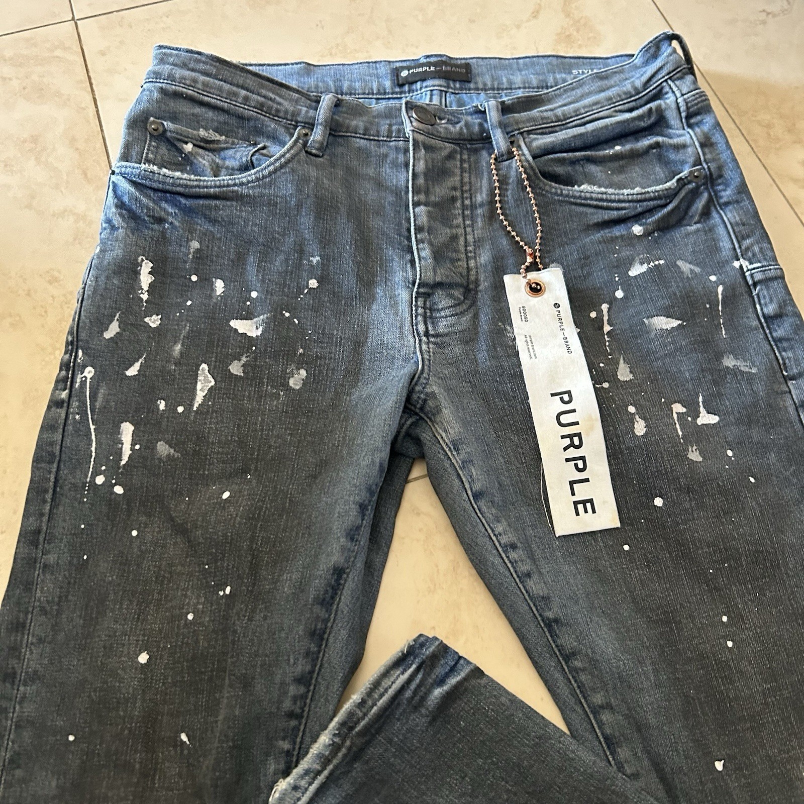 Purple Brand Jeans Size 30 P001, Slim Fit With Slim Leg Paint Splatter