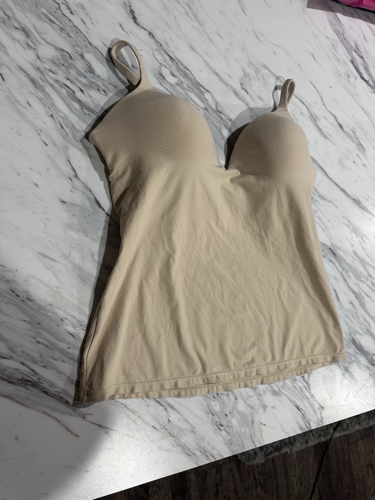 Victorias Secret 2007 Built In Bra Cami Slimming Tank Top Shirt Nude 38C