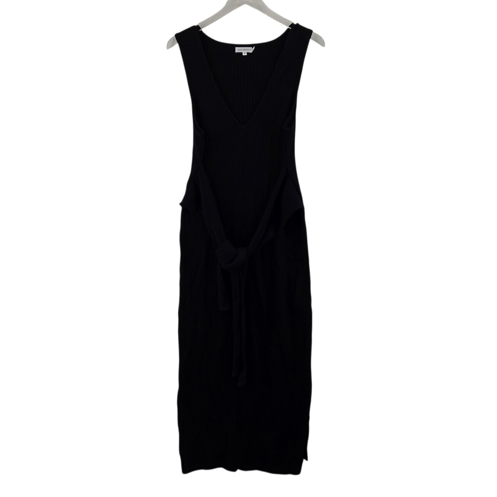 Good American Body Sexy Dress Womens 1X 5 Black Ribbed Knit Sleeveless Bodycon