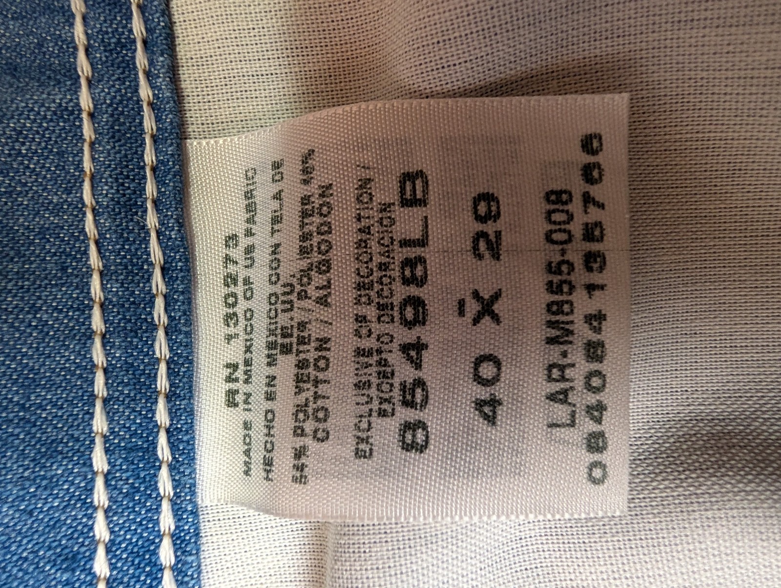 Wrangler Jeans Men’s 40×29 Regular Fit M176W 85498LB Blue Cotton Polyester Blend