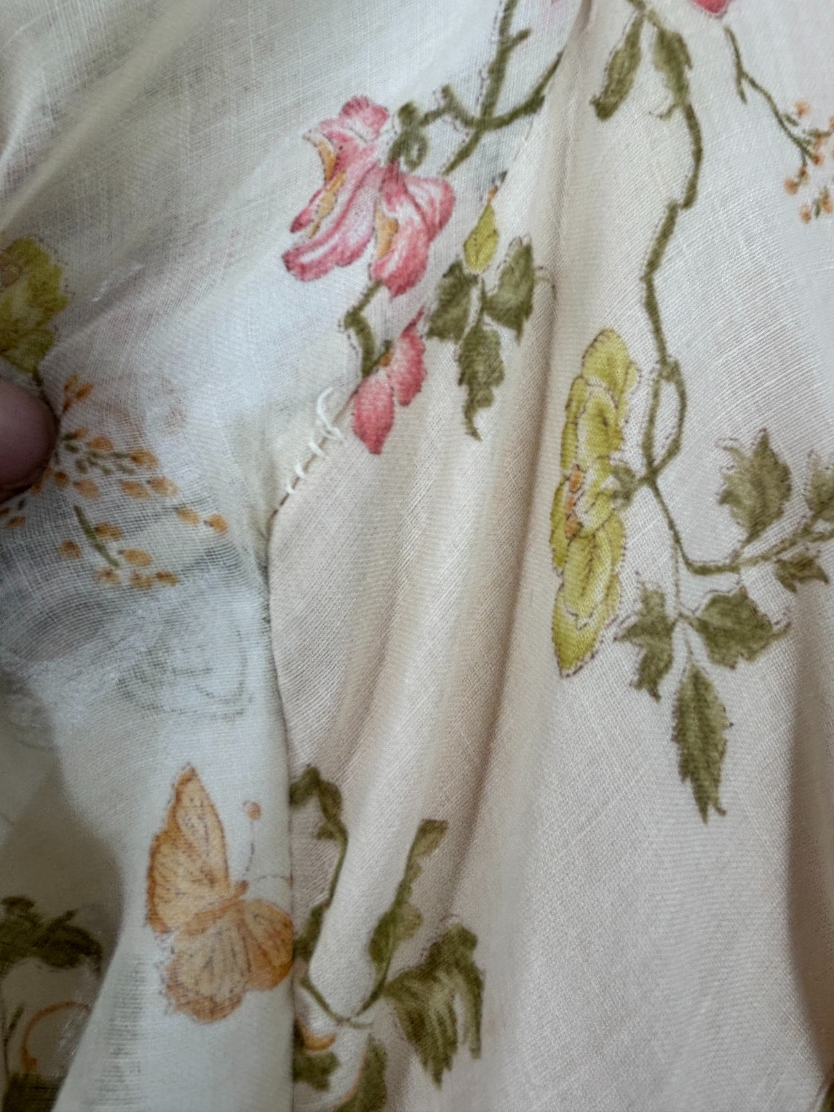 70s Rare Gunne Sax By Jessica Maxi Floral Butterfly Print Angel Kimono Sleeve