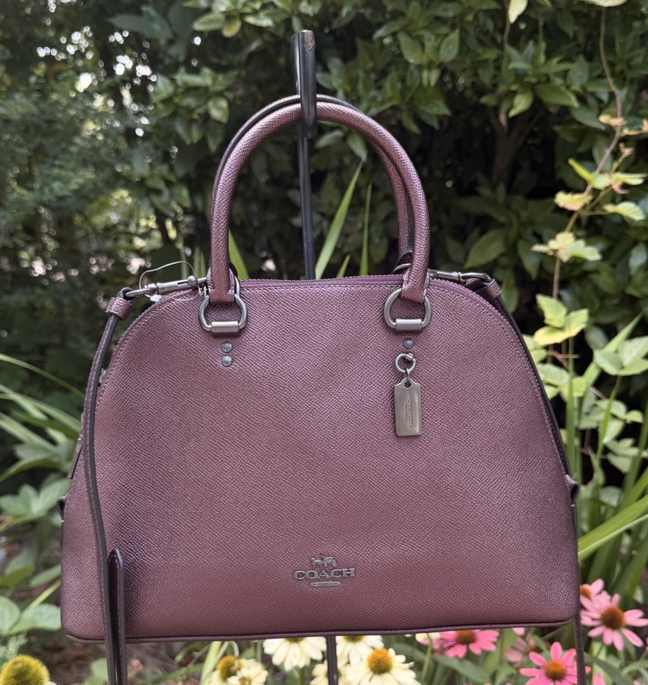 COACH No J201-C1422 SIERRA SATCHEL METALLIC LEATHER HAND BAG DARK BLUSH
