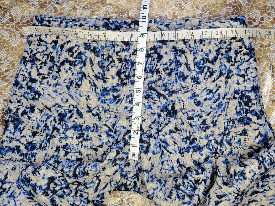 J. Jill Linen Blend Side Zip Pant Women’s Sz 6 Black Blue Beige Abstract