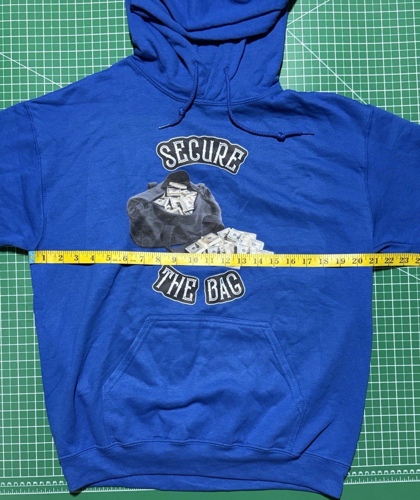 Gildan Heavy Blend Blue Pullover Hoodie Fleece Men’s Size M Secure The Bag
