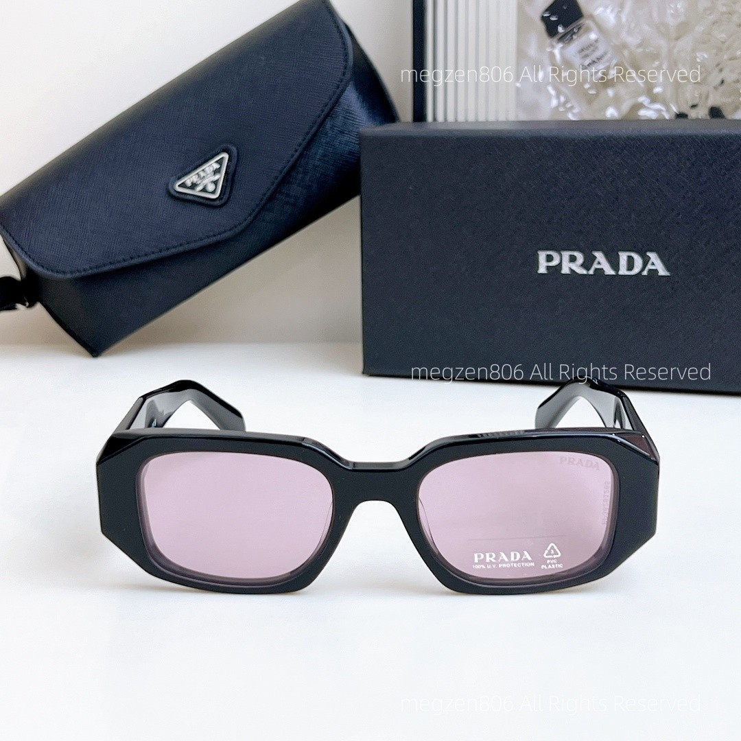 Prada PR17WS Women’s Sunglasses Black Frame Purple Lens 49mm Retro Square UV400