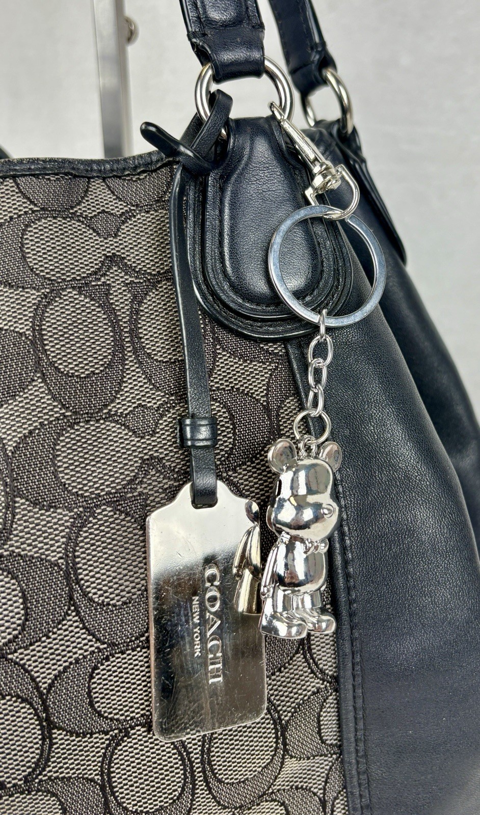 Coach Edie 31 In Signature Jacquard And Black Leather Trim With Charm