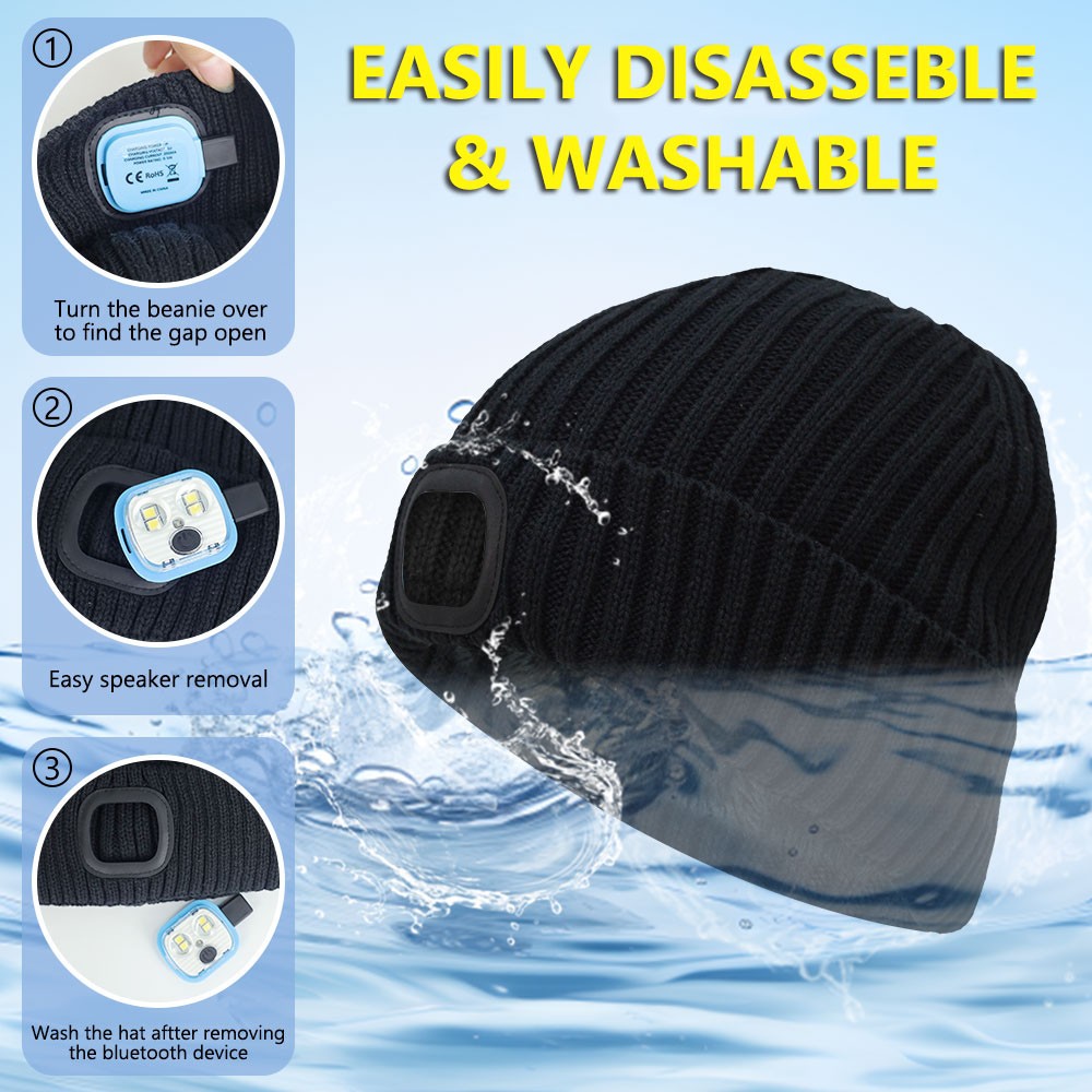 Winter LED Beanie Hat Warm Rechargeable Knit Cap Gift for Men Women Boys Girls