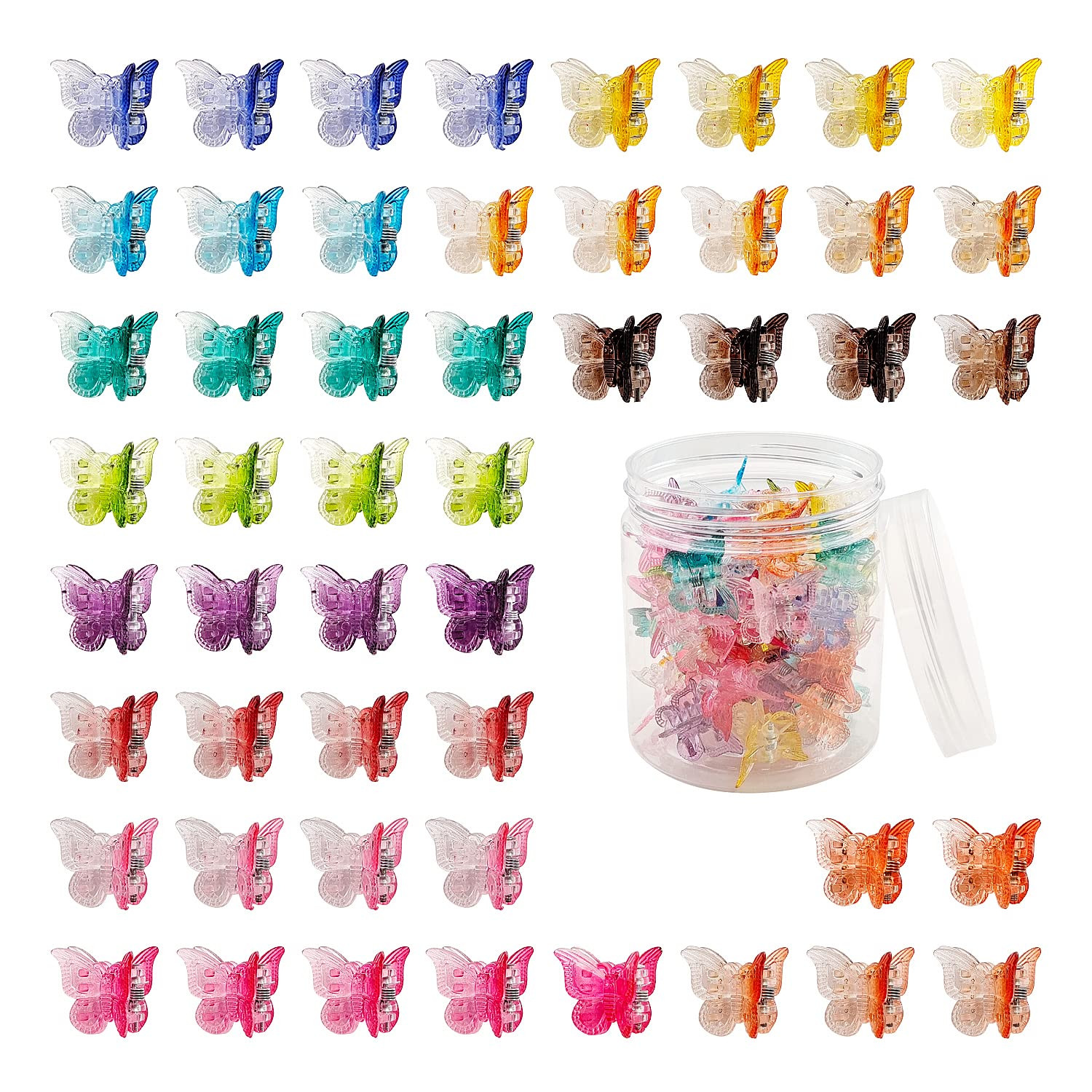50 Packs Assorted Color Butterfly Hair Clips, Beautiful Mini Butterfly Hair Clip