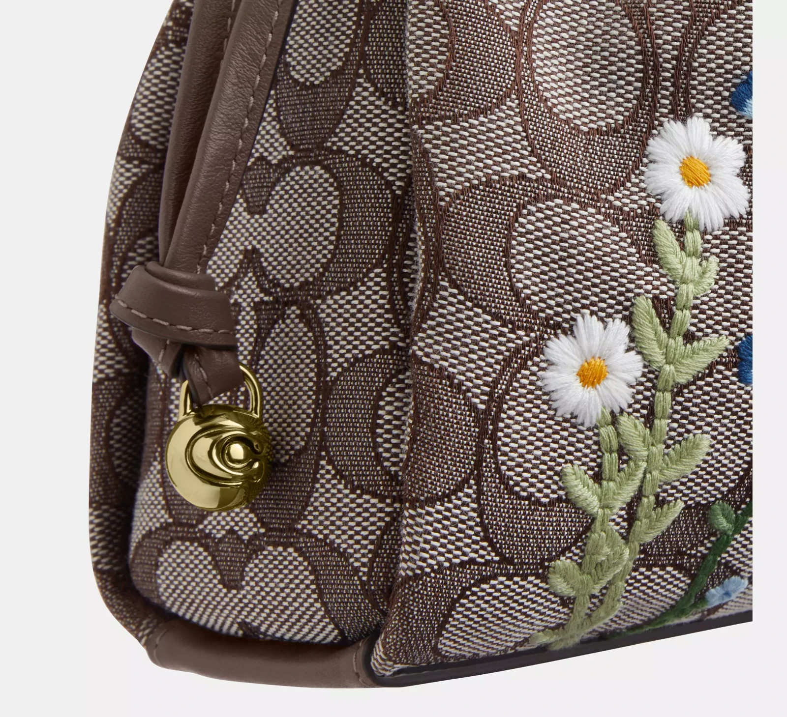 NWT CDZ02 COACH Faye Shoulder Bag In Signature Jacquard With Floral Embroidery