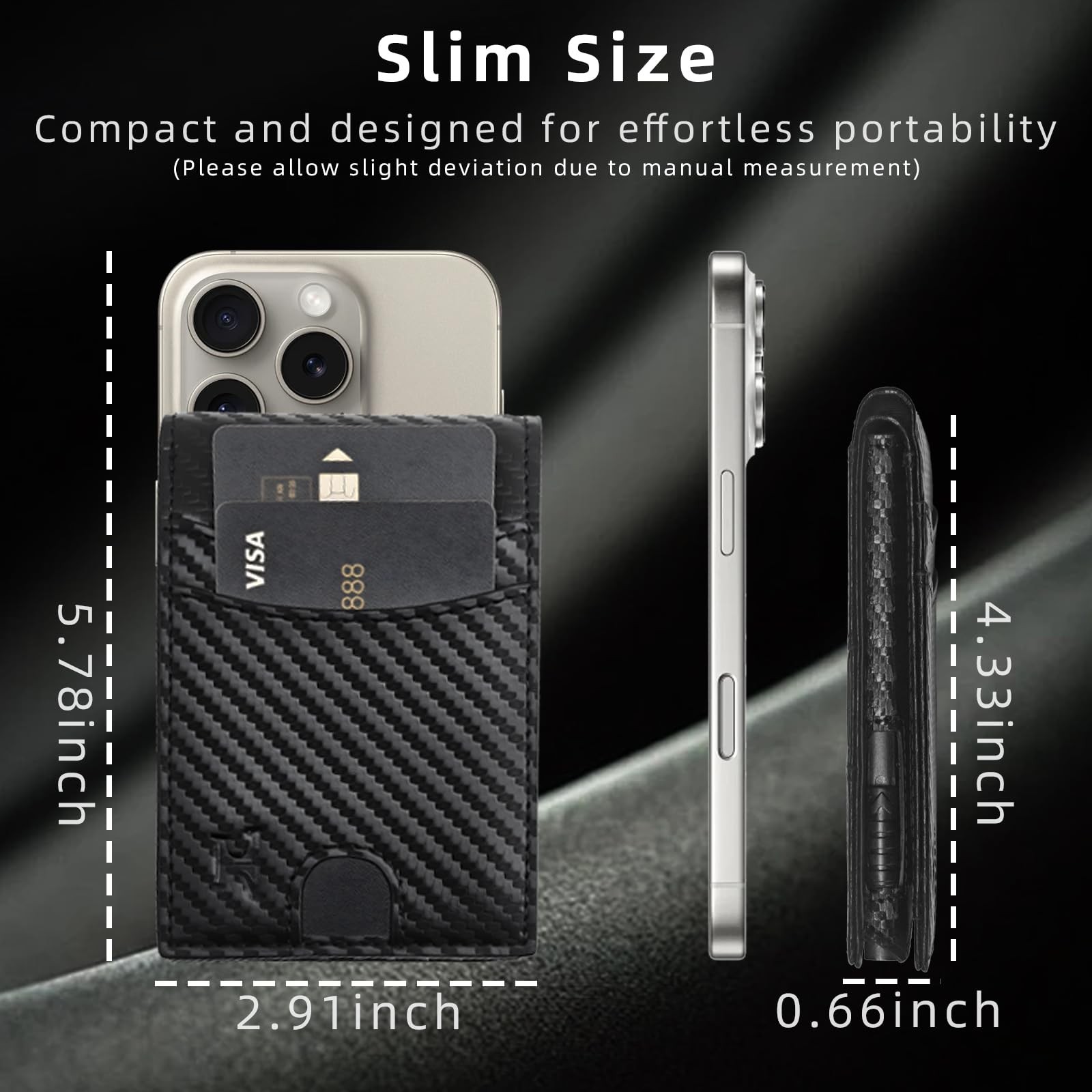TOPFORGES Wallet for Men, Slim, Compact (4.52 x 2.95 x 0.86 inches), Black