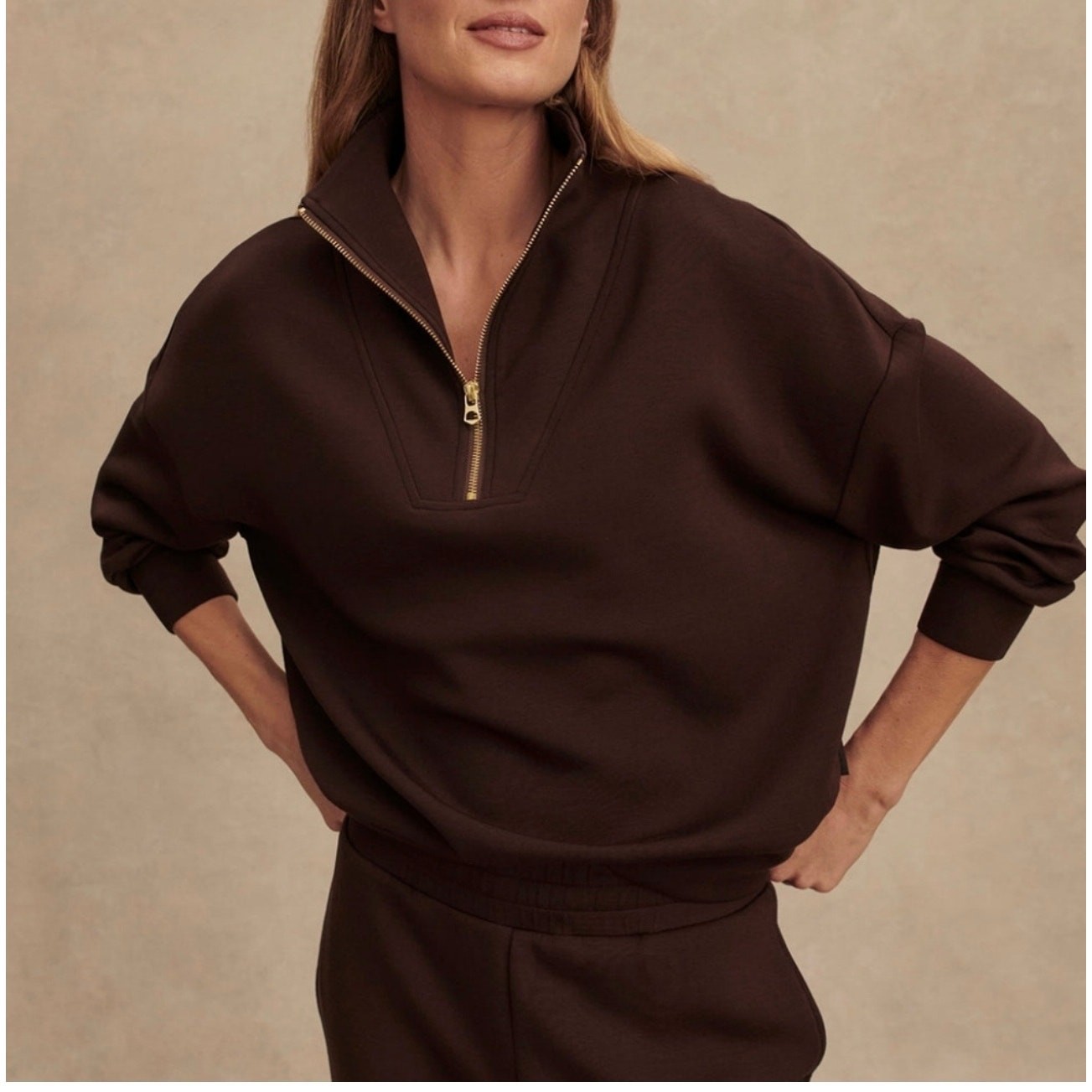 Varley Hawley Half-Zip Pullover Coffee Bean Size Medium