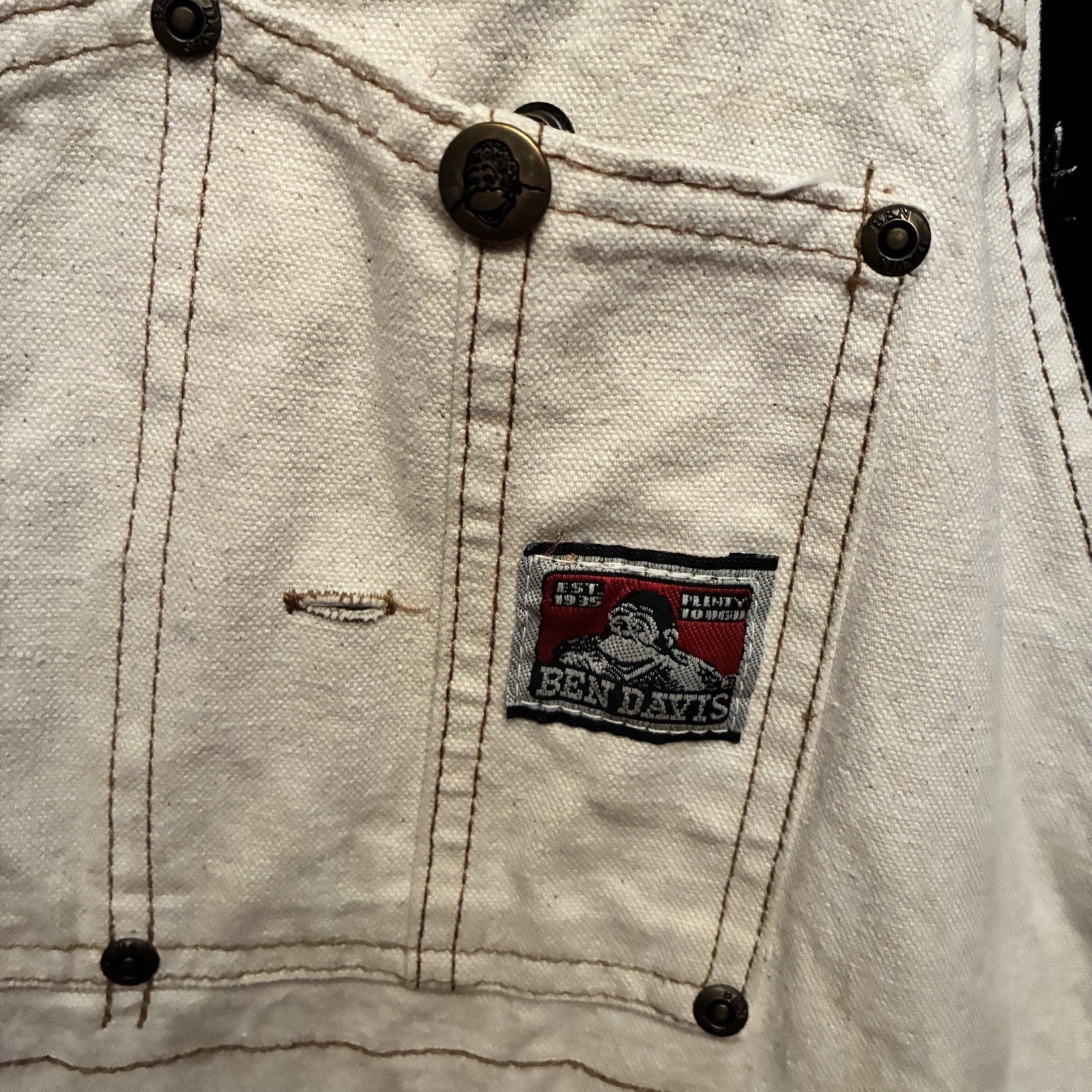 Vintage Ben Davis Distressed Double Knee Carpenter Work Wear Bib Overalls Sz 36