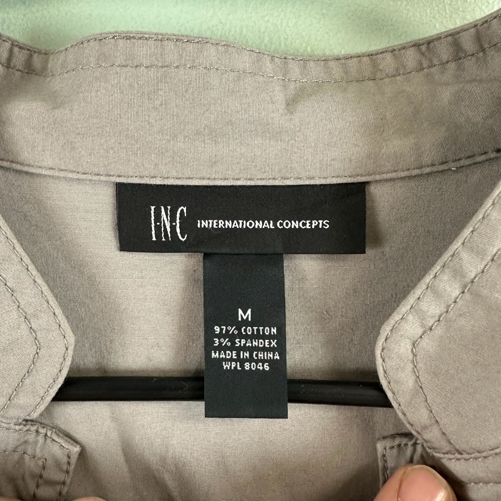 INC International Concepts Taupe Button Accent Safari Style Lightweight Jacket M