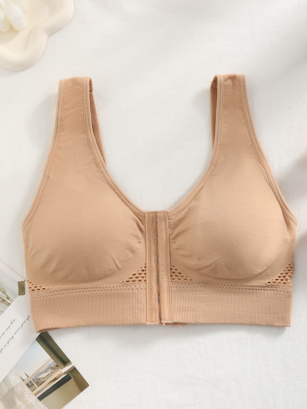 Front Closure Wireless Bra Breathable Mesh Post-Surgery Support