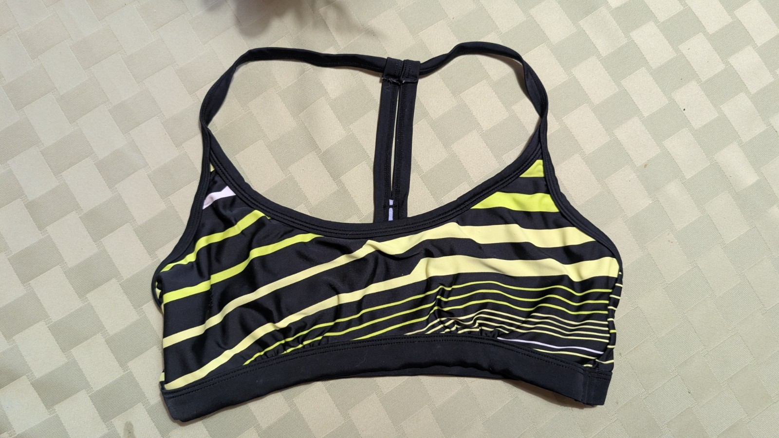 Champion Black & Neon-Yellow Stripe athletic Bikini Sz M 8/10