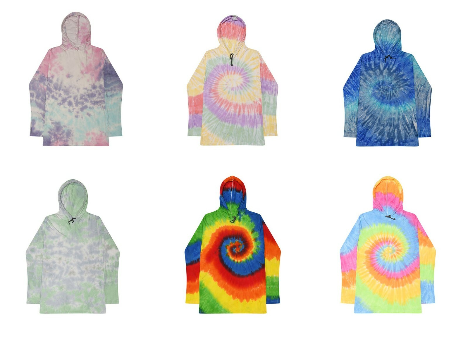 Tie Dye Multi-Color Long Sleeve Hoodie Adult S M L XL 2XL 3XL 100% Cotton