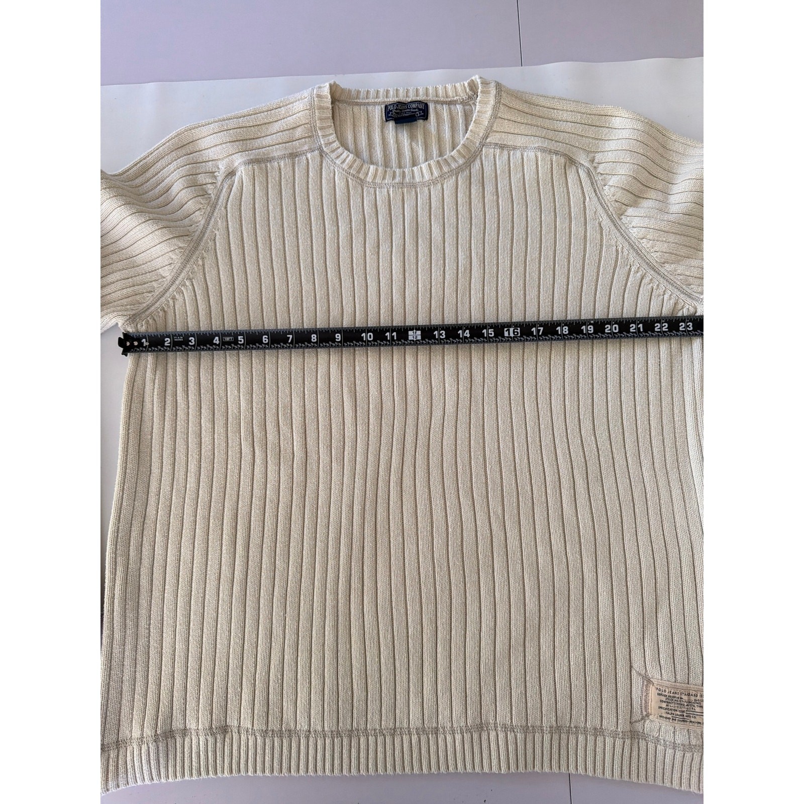 Vintage 90s Y2K Polo Jeans Co Ralph Lauren Cream Cotton Rib Knit Sweater XXL