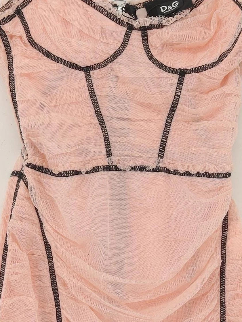 D&G Dolce & Gabbana Pink mesh layered pink dress IT 40 UK 6 US 2 XS