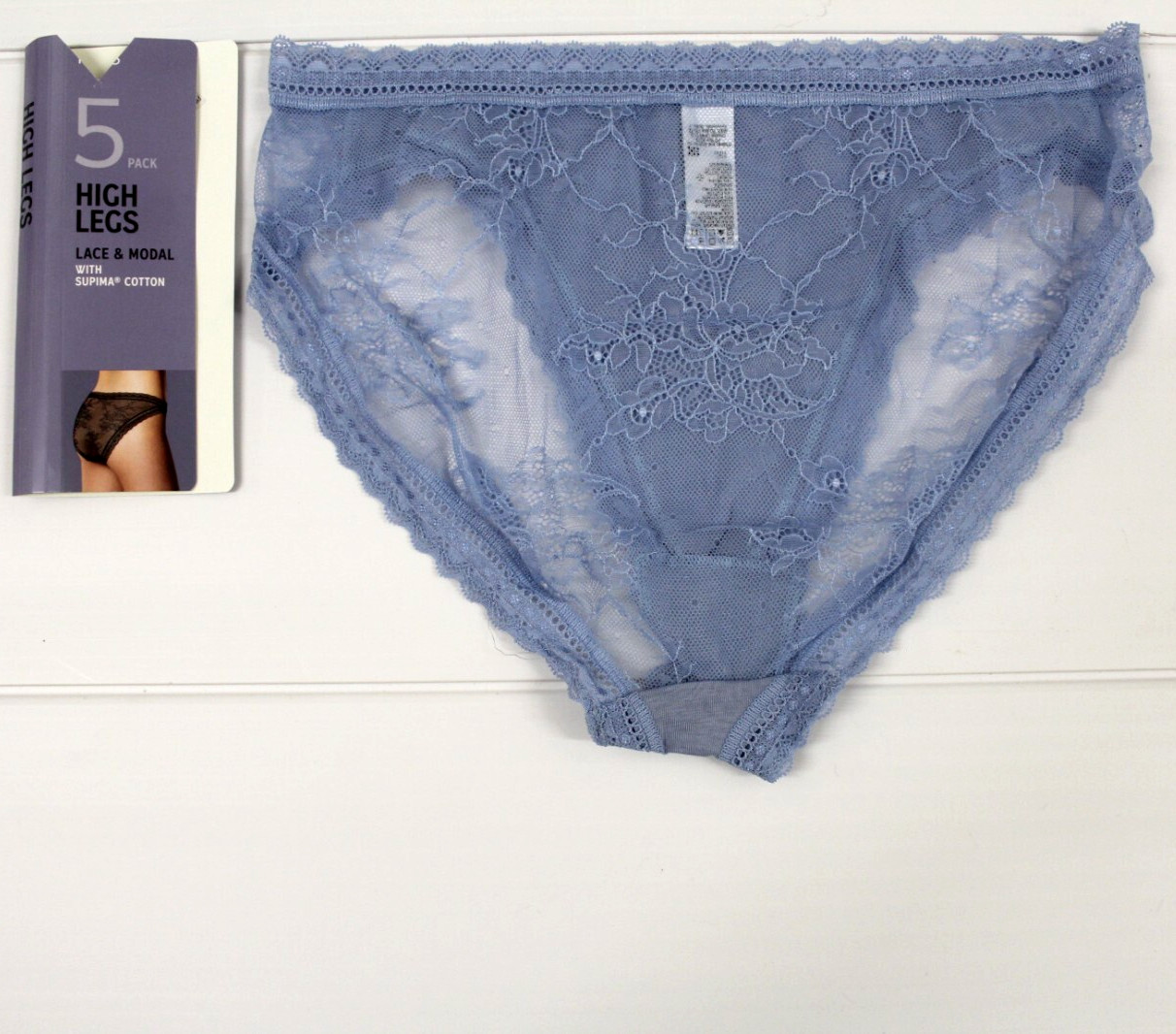 ex M & S Ladies 5 Pack Lace & Modal Supima Cotton High Legs Briefs Sizes 8 to 20