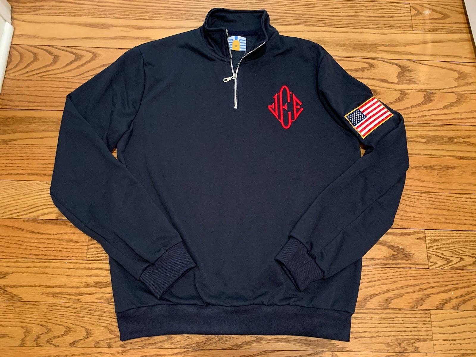 NEW JE Quarter Zip SWEATER Blue USA 1/4 ZIP JEE Sweatshirt USA SELLER