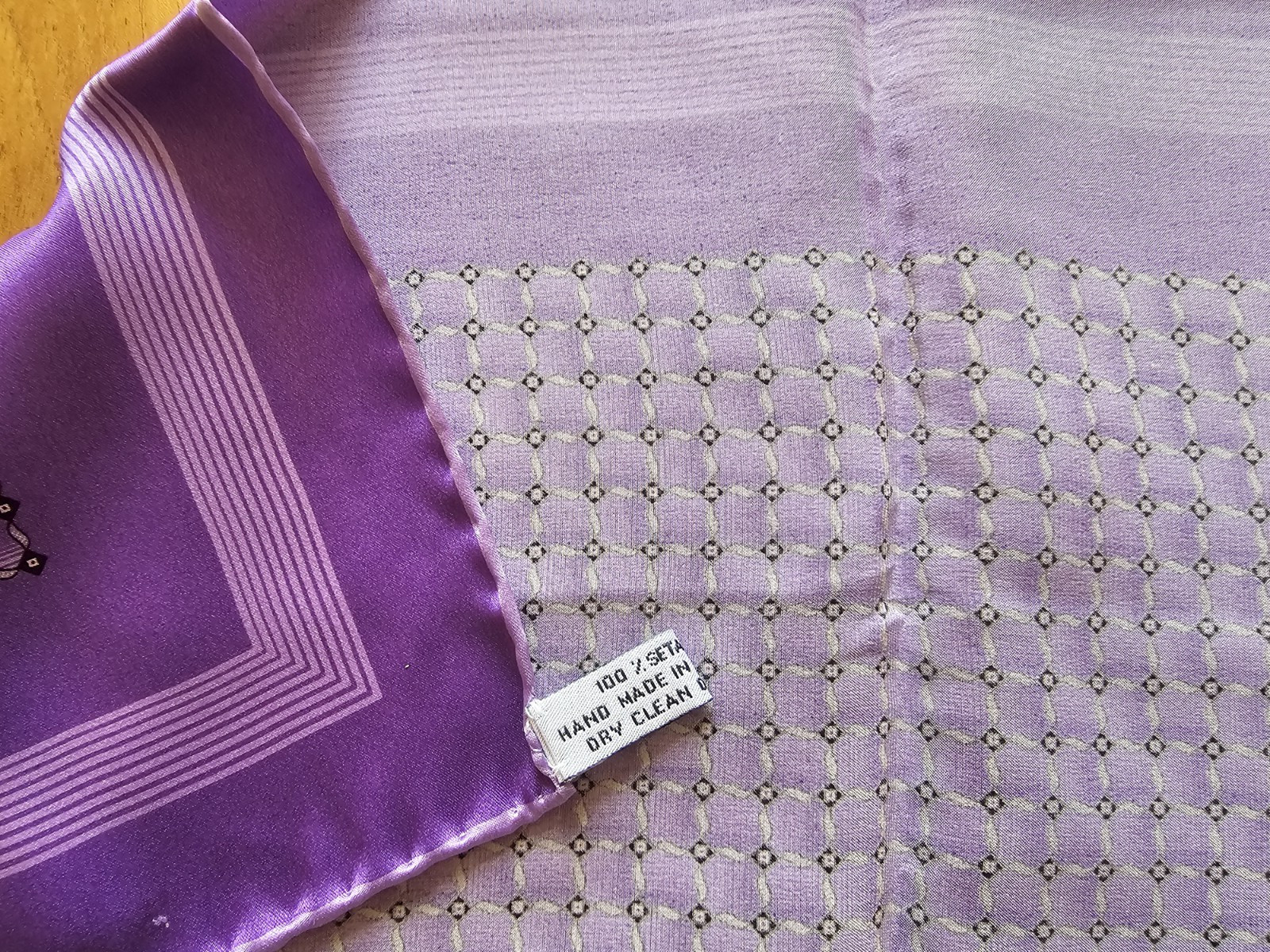 Brioni Silk Pocket Square Purple and Black Medallion Made in Italy Luxury