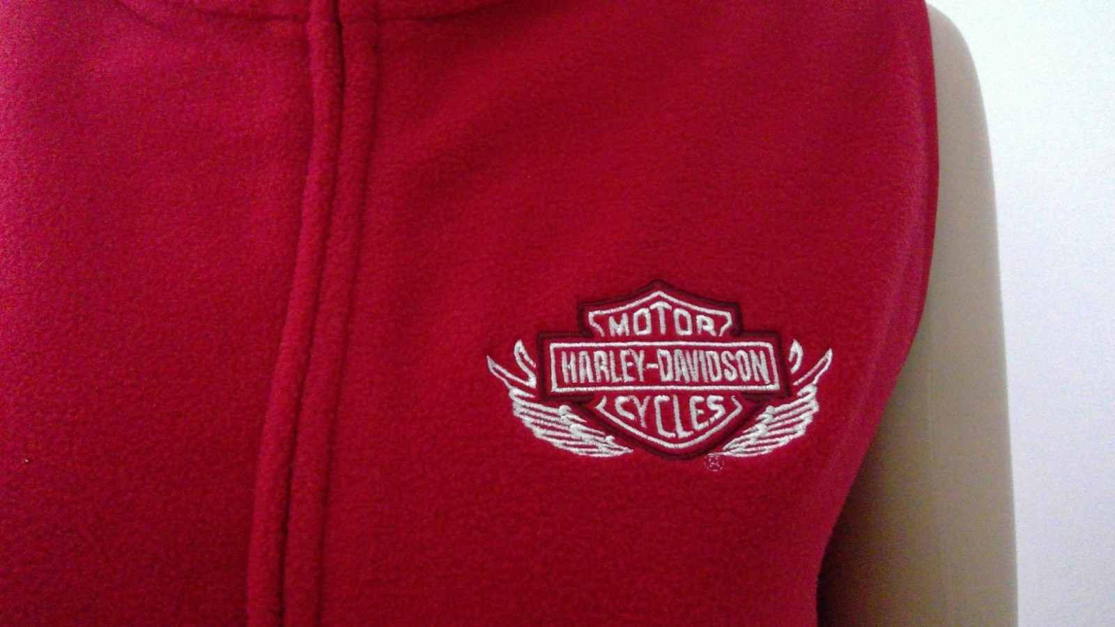 Harley Davidson Fleece Vest Mock Collar Embroidered Wings Zip Chest43in Womens L