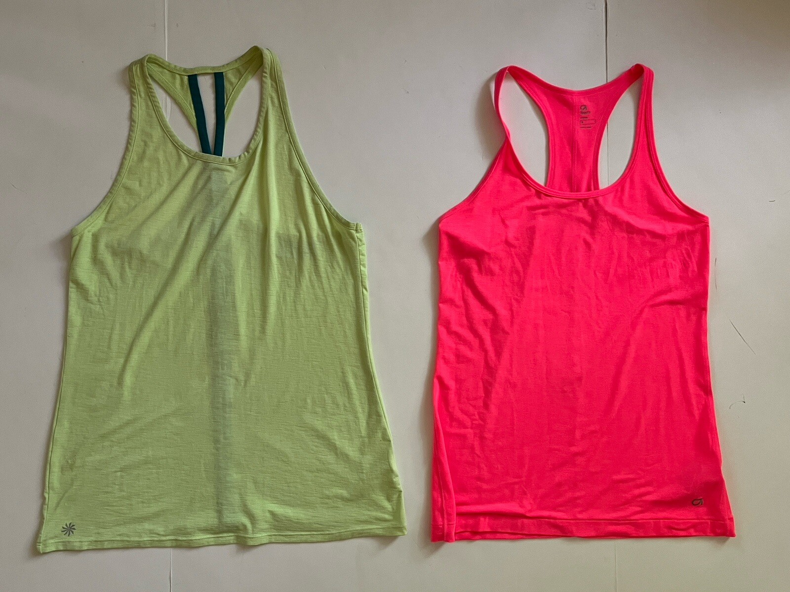 ATHLETA GapFit Size Small Lot of 2 Racerback Tanks Pink Green Activewear Tops
