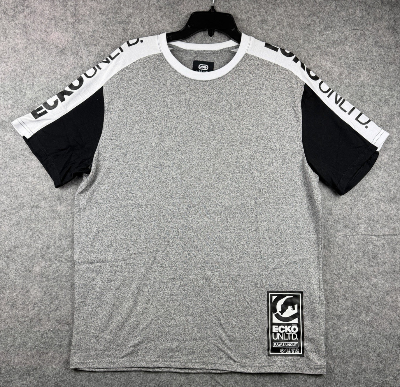 Ecko Unltd Shirt Mens XL Gray Marled Short Sleeve Logo Streetwear New With Tags