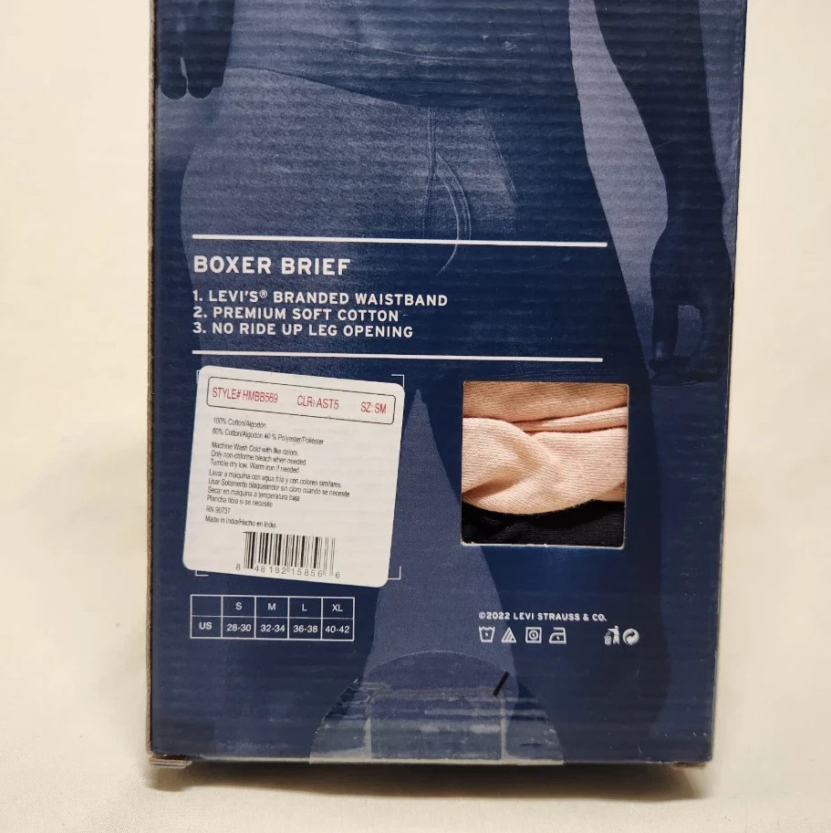 Levi’s 5 Pack Men’s Boxer Briefs 100% Cotton S (28-30)