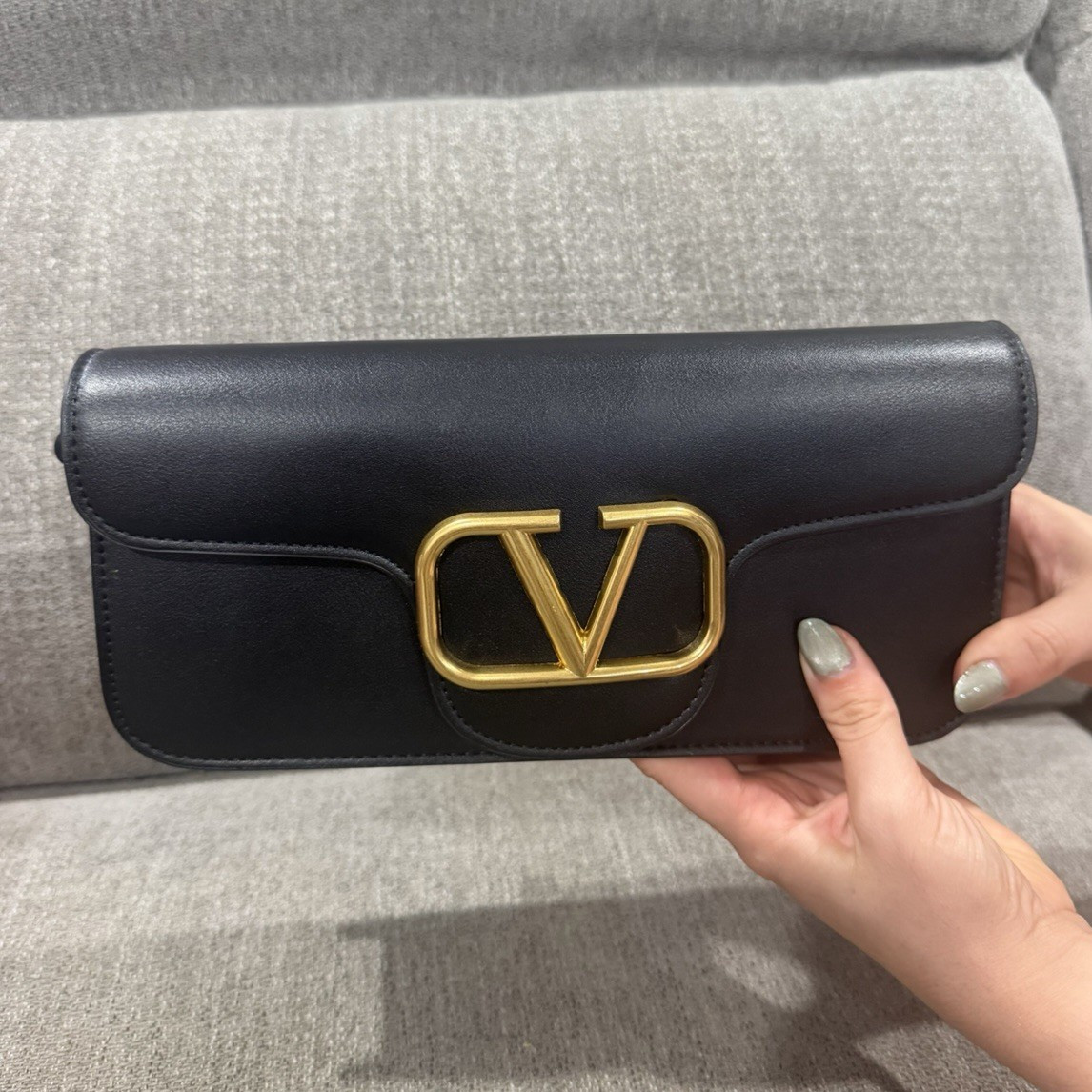 Valentino Garavani Black Logo Crossbody Bag Gold Hardware