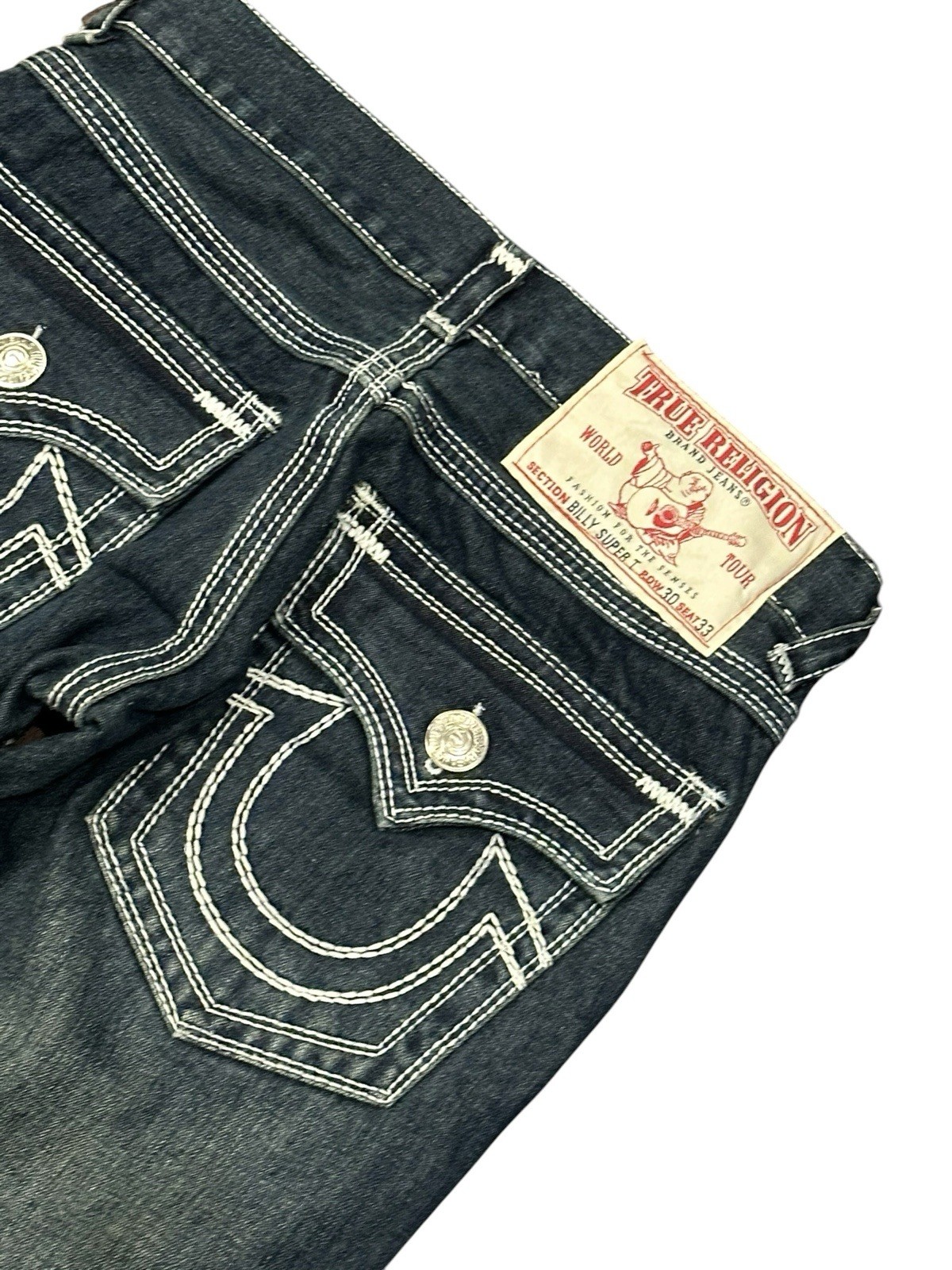 Vintage Y2K True Religion Billy Super T Straight Leg Jeans 29.5×32 Made In USA