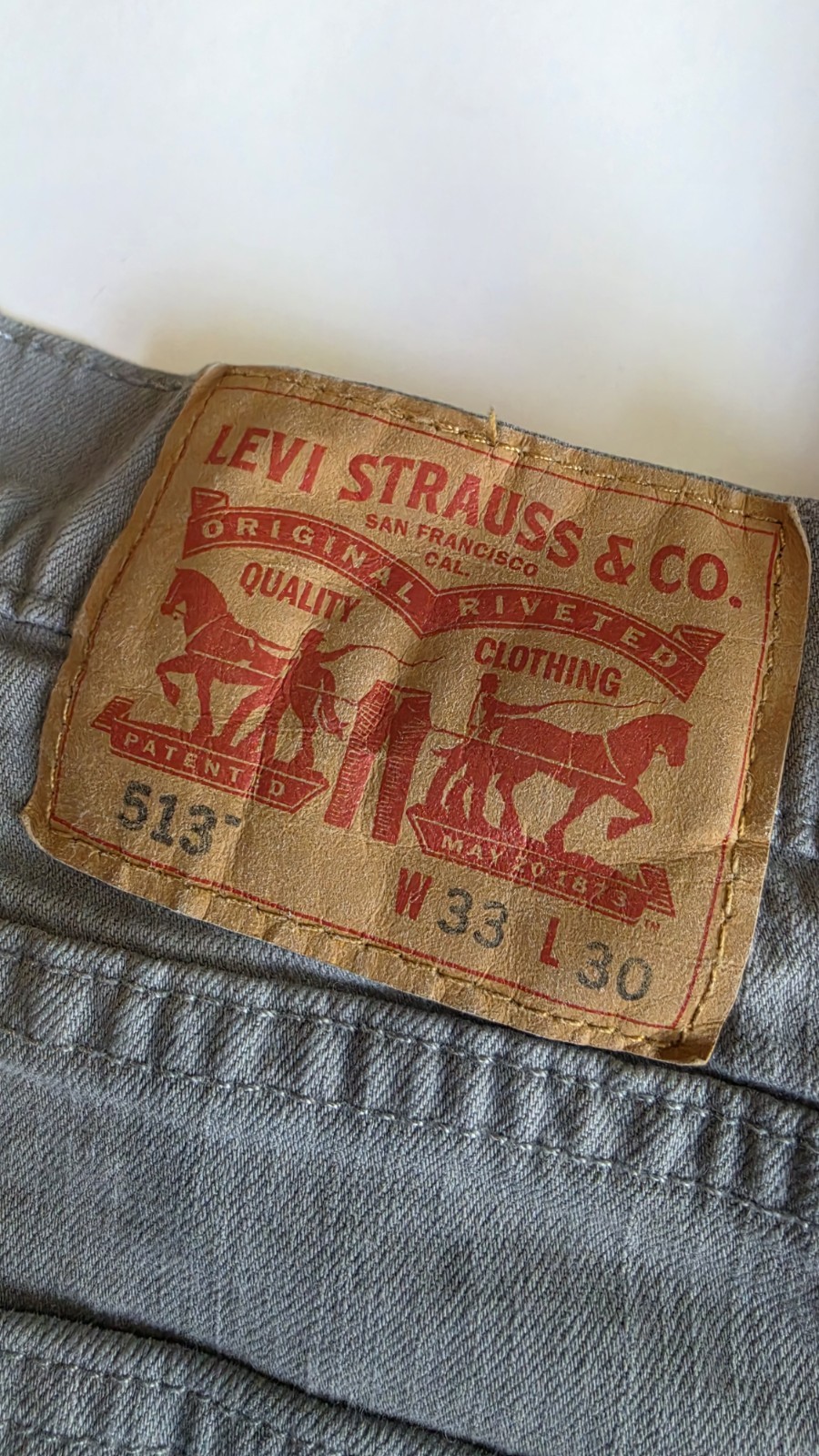 Levi’s Men’s 500 Series 513 Gray Denim Jeans 33×30