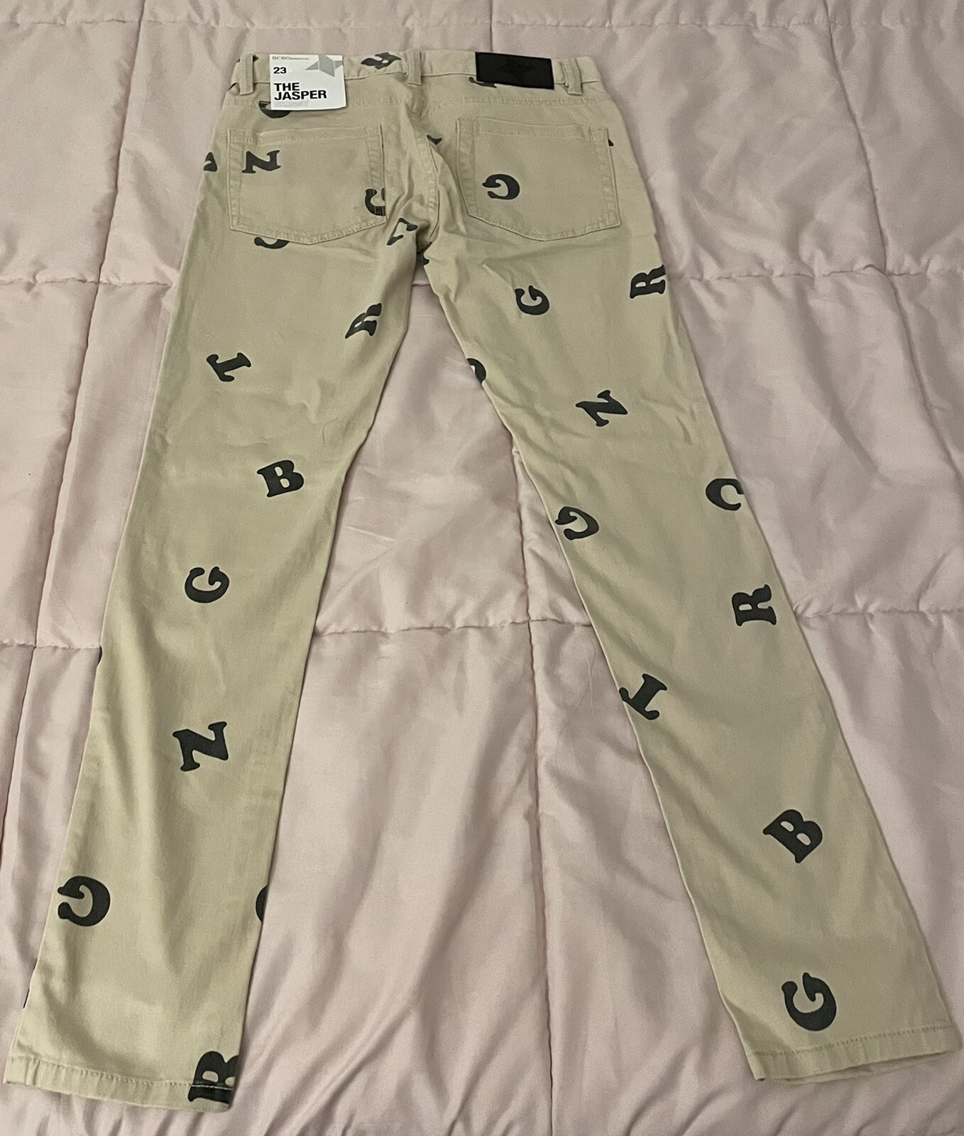 NWT BCBG letter print skinny jeans novelty ABC alphabet BCBGeneration Jasper 23”