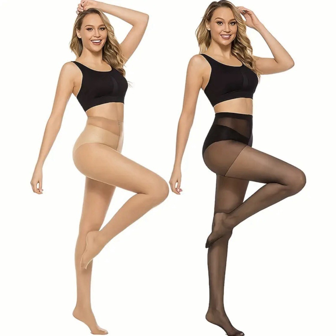 Pantyhose 6 Pairs Nude and Black 20D One Size Fits Most