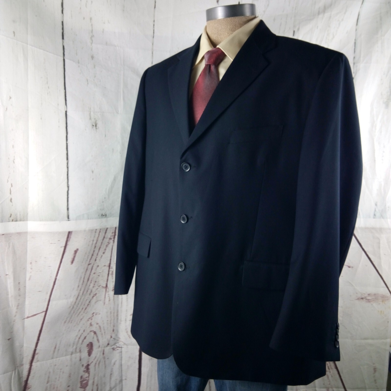 Circo La Moda 48R 3 Button Navy Blue Suit Jacket Blazer