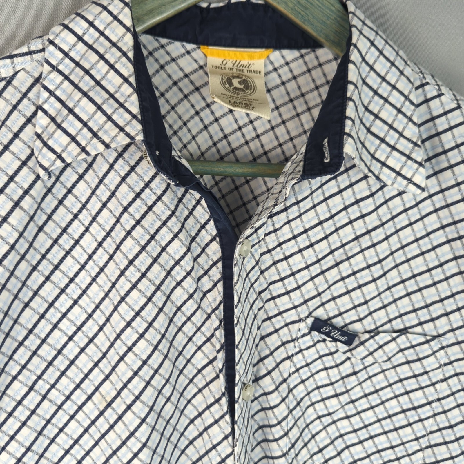 G Unit Shirt Mens Large Button Up Classic Blue 90s Grunge Hip Hop Cotton Polo
