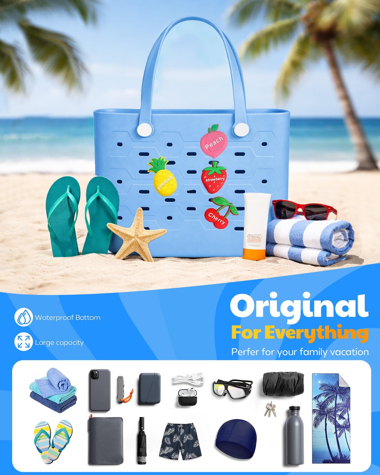 Beach Tote Bag for Women – Chic & Durable EVA Rubber Beach Bag Waterproof, Sa…
