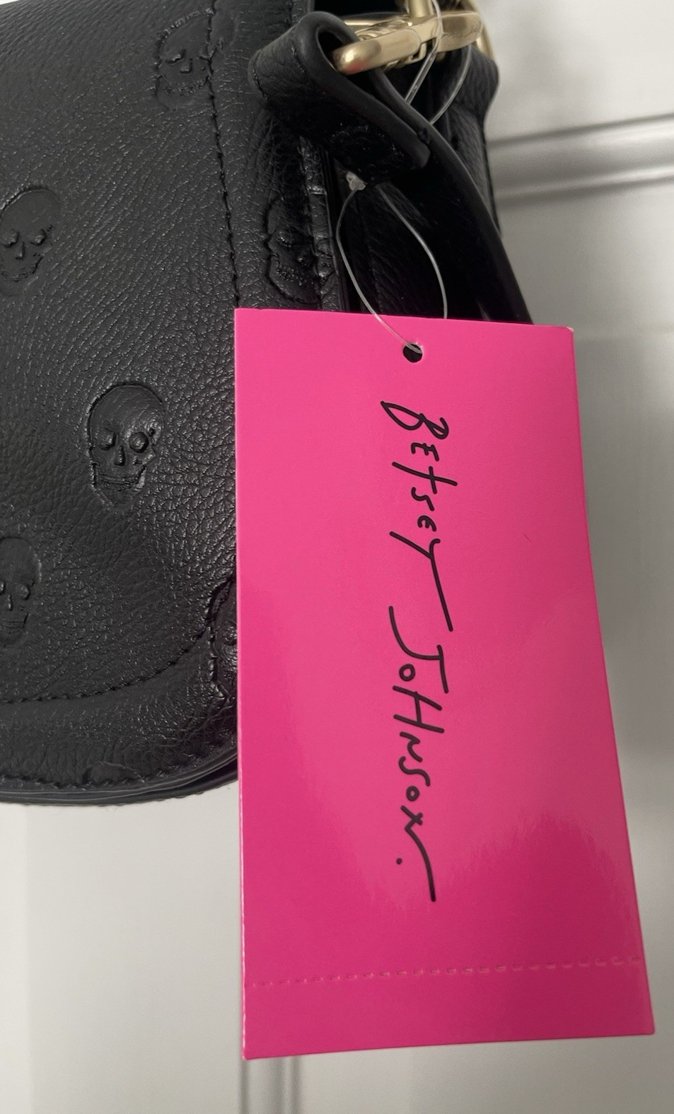 New Betsey Johnson Embossed Skull Shoulder Crossbody Bag Handbag XO Marci Black