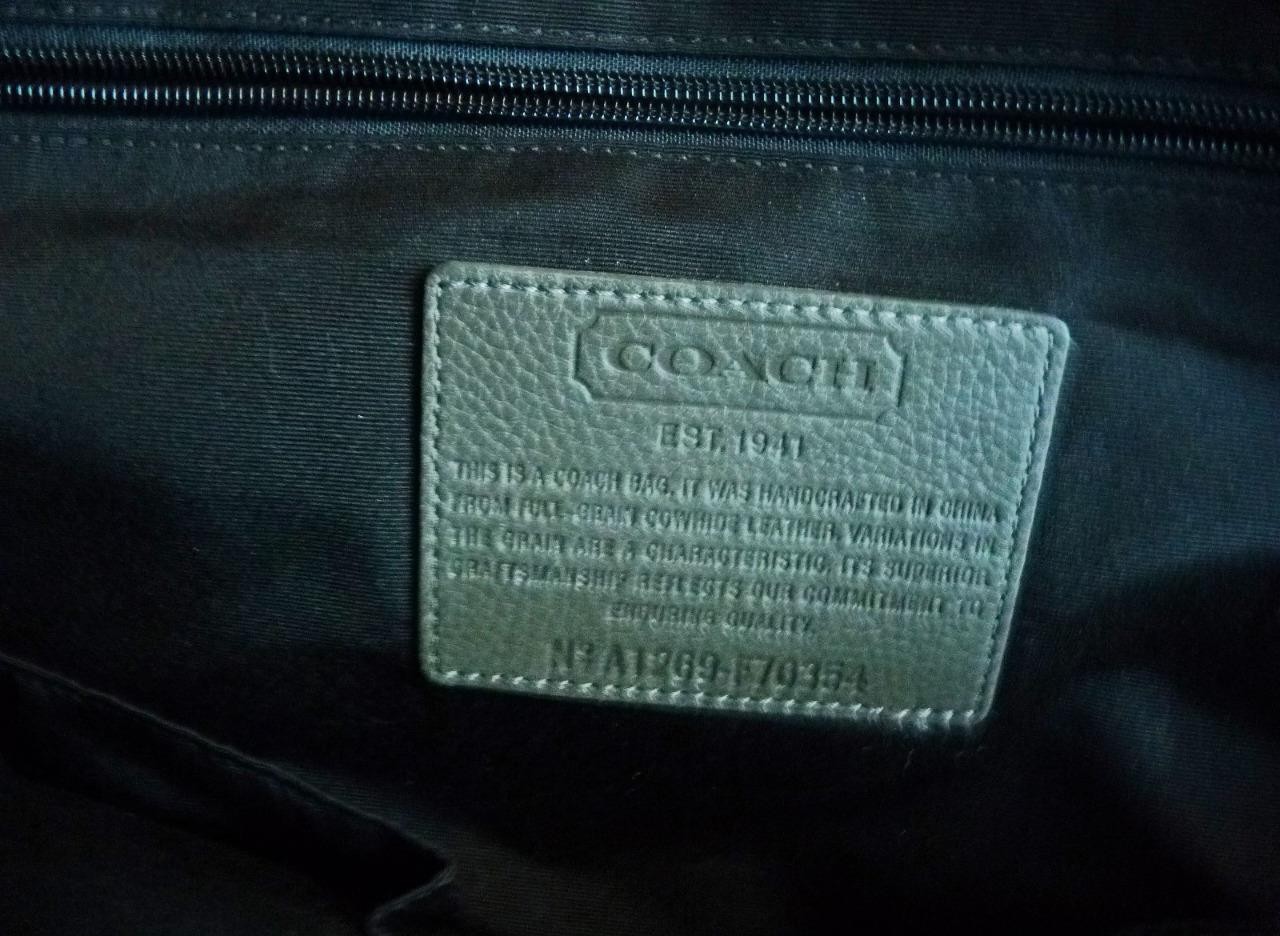 COACH Camden F70354 Gray Pebbled Leather Commuter Business Brief Case Laptop Bag