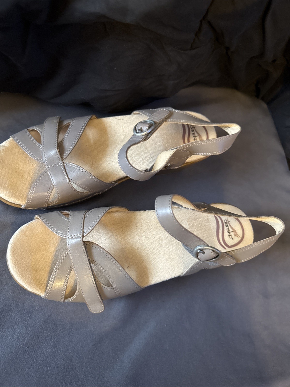 Dansko Season Burnished Calf Stone Sandal 38 NiB