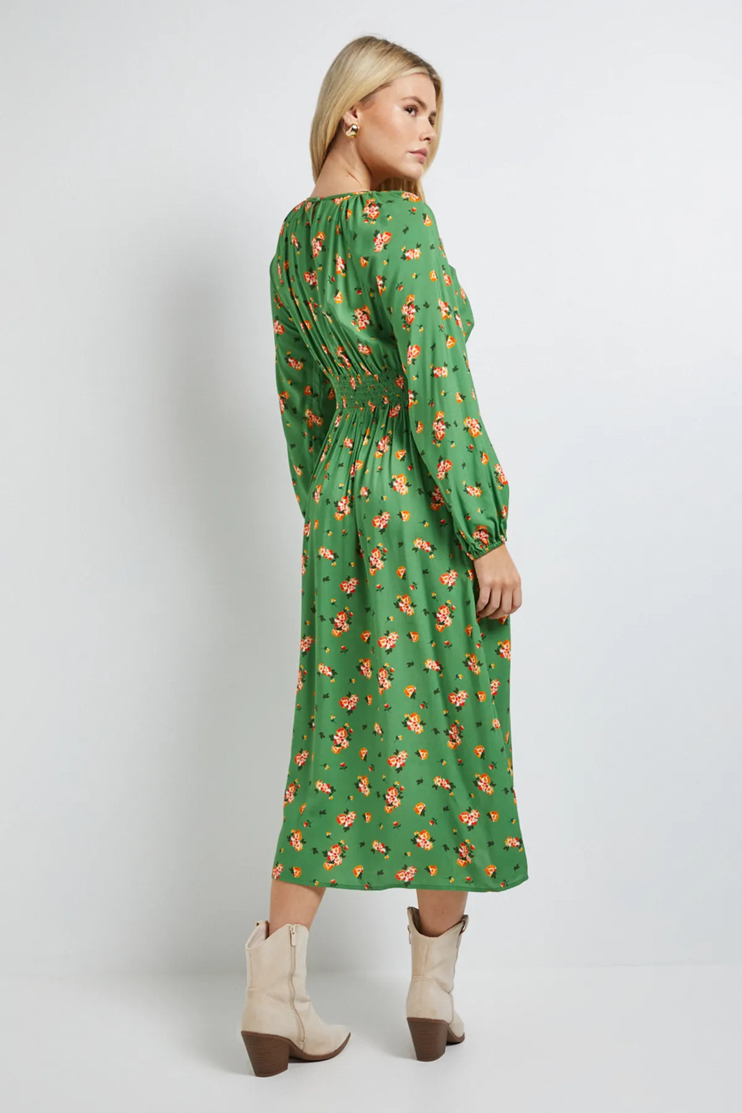 Dorothy Perkins Green Midi Dress Womens Daywear Dresses
