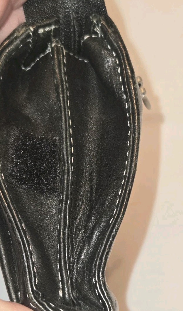 Nino Bossi Black Leather Double Push Lock • Zip Clutch Wallet Wristlet • EUC